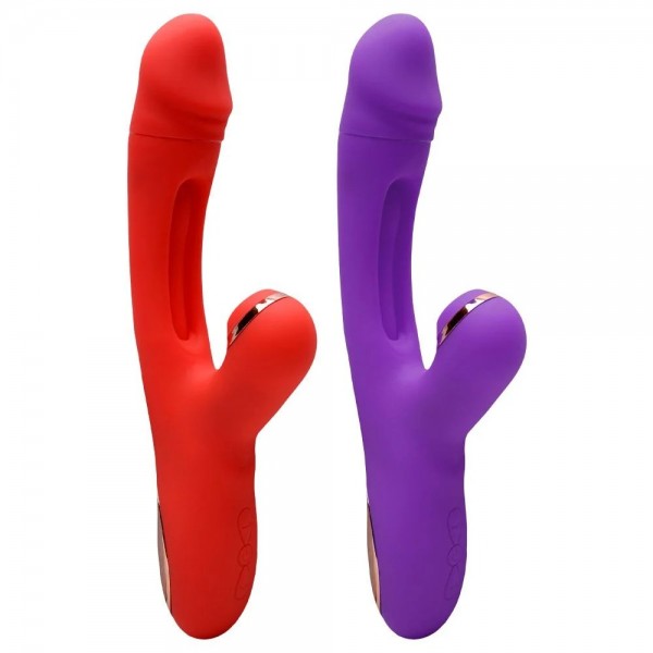 VIBRADOR DE PONTO G E SUGADOR CLITORIANO LENY COM PULSAÇÃO E MOVIMENTO SLAP SEXY IMPORT