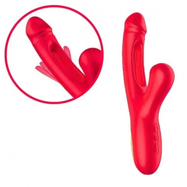 VIBRADOR DE PONTO G E SUGADOR CLITORIANO LENY COM PULSAÇÃO E MOVIMENTO SLAP SEXY IMPORT