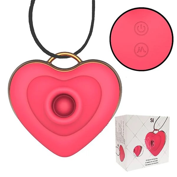 VIBRADOR E SUGADOR EM FORMATO DE CORAÇÃO COM COLAR SEXY IMPORT