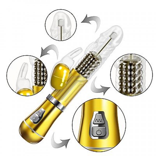 VIBRADOR ROTATIVO RABBIT RECARREGÁVEL COM 9 VIBRAÇÕES E 6 MODOS DE ROTAÇÃO SEXY IMPORT