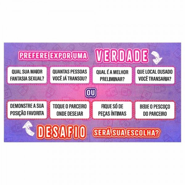 JOGO RASPADINHA VERDADE OU DESAFIO UNITÁRIA SENSUAL LOVE