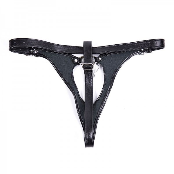 CINTO DE CASTIDADE FEMININO EM COURO COM CADEADO SEXY IMPORT