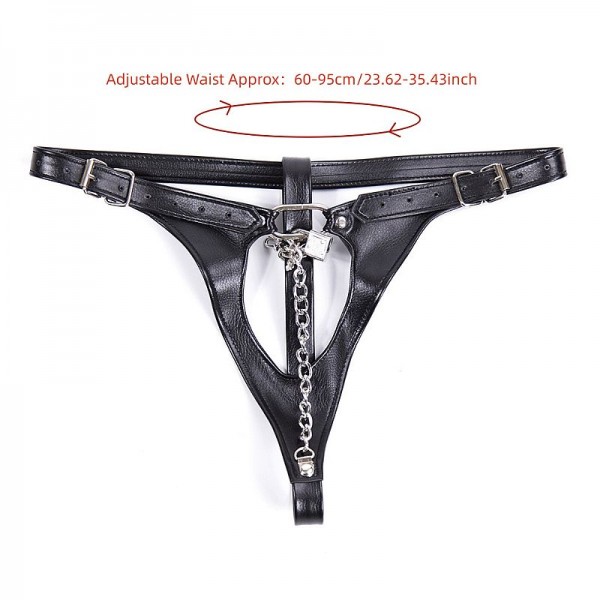 CINTO DE CASTIDADE FEMININO EM COURO COM CADEADO SEXY IMPORT