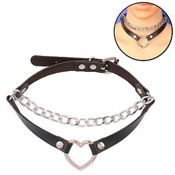 COLEIRA CHOKER REBITE COM CORAÇÃO E CORRENTE SEX...