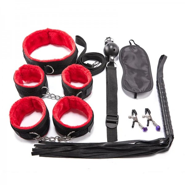 KIT SADO BONDAGE VERMELHO COM 7 PEÇAS SEXY IMPORT