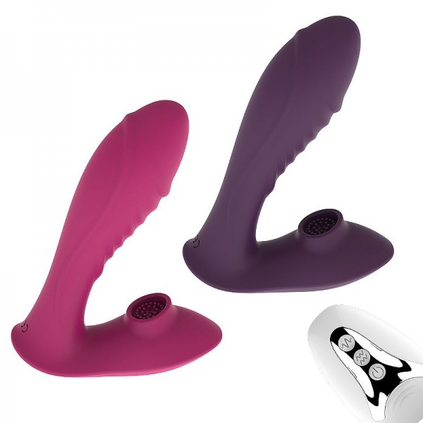 VIBRADOR DE PONTO G E SUGADOR CLITORIANO COM CONTROLE REMOTO ANNA SEXY IMPORT