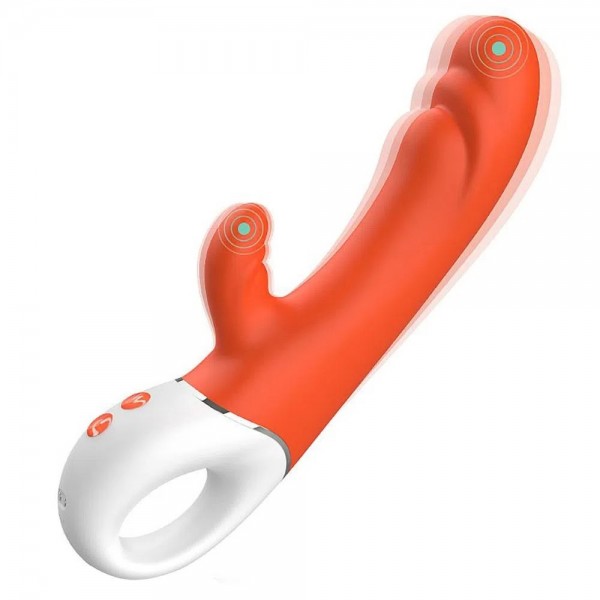 VIBRADOR COM ESTIMULADOR DE CLITORIS E 9 MODO...