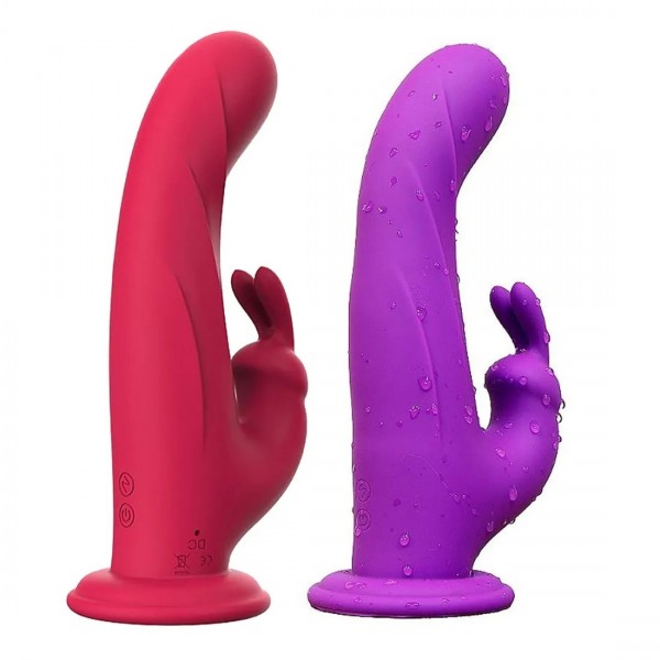 VIBRADOR PONTO G E CLITÓRIS RECARREGÁVEL COM ROTAÇÃO E VENTOSA