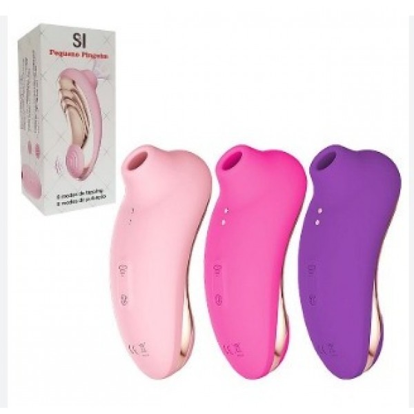 VIBRADOR E SUGADOR COM DEDILHAR PEQUENO PINGUIM SEXY IMPORT