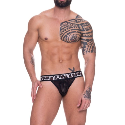 CUECA JOCK ARRASTÃO PRETO COM ELÁSTICO DE O...