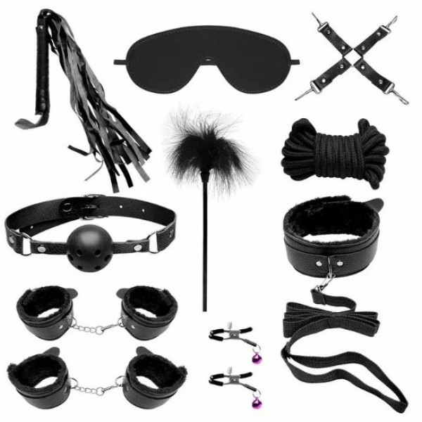 KIT SADO COM 11 PEÇAS EM COURO SINTÉTICO E ...