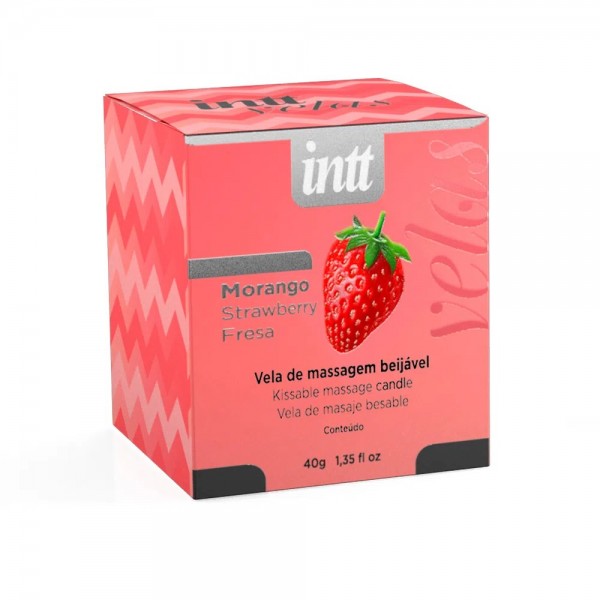 VELA PARA MASSAGEM BEIJÁVEL SABOR MORANGO 40G INTT