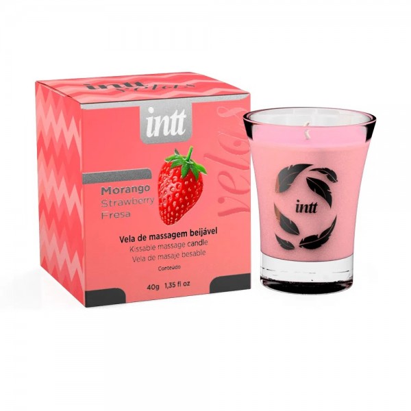 VELA PARA MASSAGEM BEIJÁVEL SABOR MORANGO 40G INTT