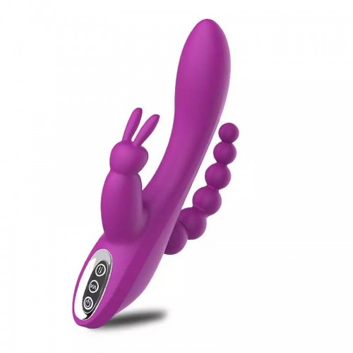 VIBRADOR TRIPLO RECARREGÁVEL OLEY COM 7 MODO...
