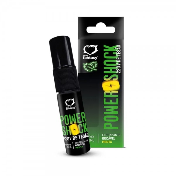 SPRAY EXCITANTE POWER SHOCK  220V DE TESÃO ELETRIZANTE  SABOR MENTA 15ML SEXY FANTASY  