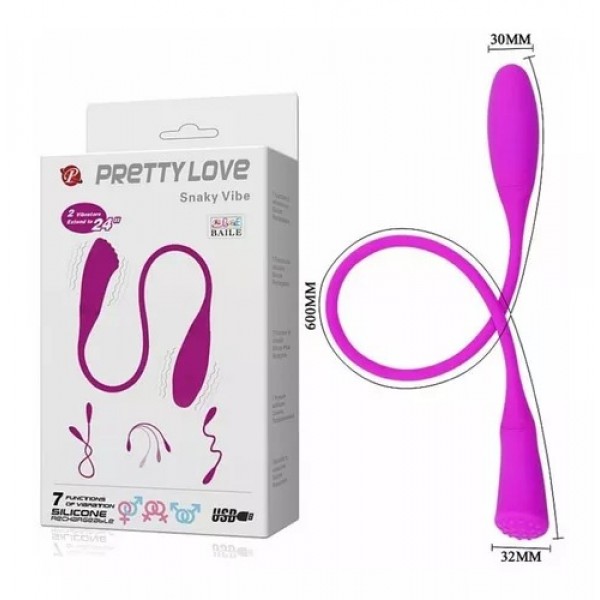 VIBRADOR SNAKY VIBE ESTIMULADOR DUPLO COM 7 MODOS DE VIBRAÇÃO PRETTY LOVE 