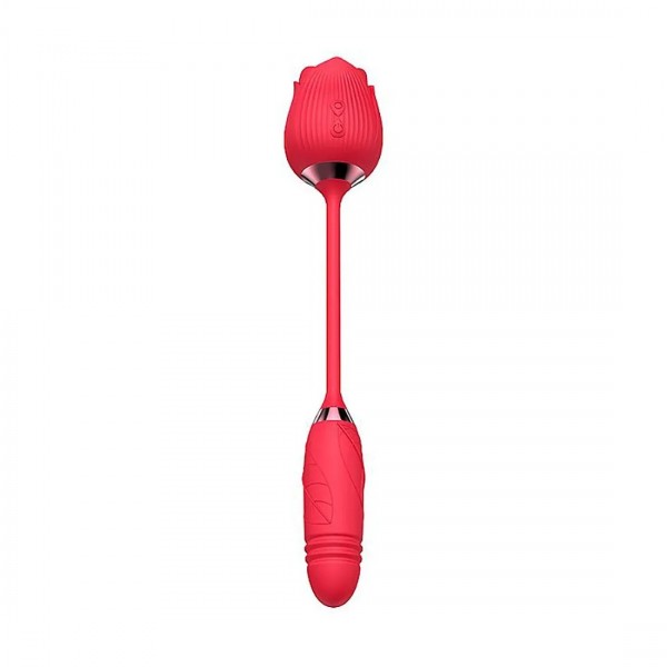 VIBRADOR E SUGADOR FORMATO DE ROSA COM 10 VIBRAÇÕES E VAI E VEM SOPHIE SEXY IMPORT