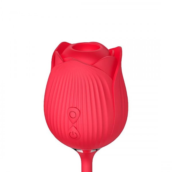 VIBRADOR E SUGADOR FORMATO DE ROSA COM 10 VIBRAÇÕES E VAI E VEM SOPHIE SEXY IMPORT