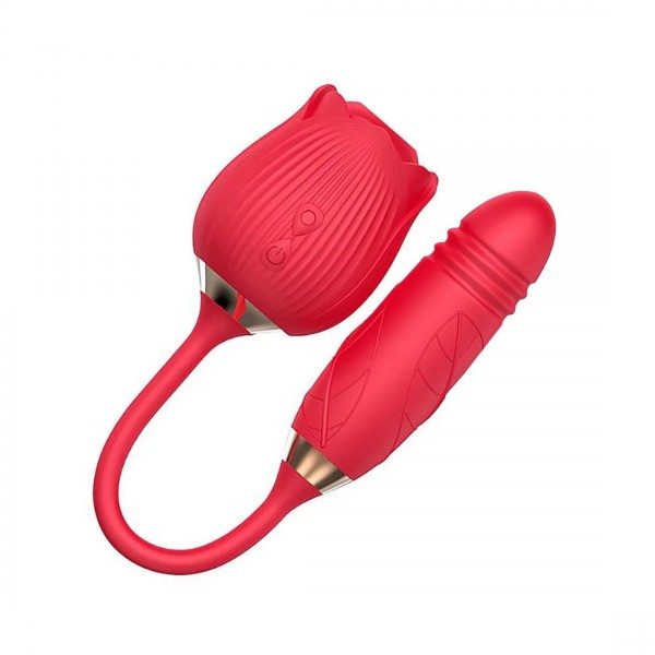 VIBRADOR E SUGADOR FORMATO DE ROSA COM 10 VIB...