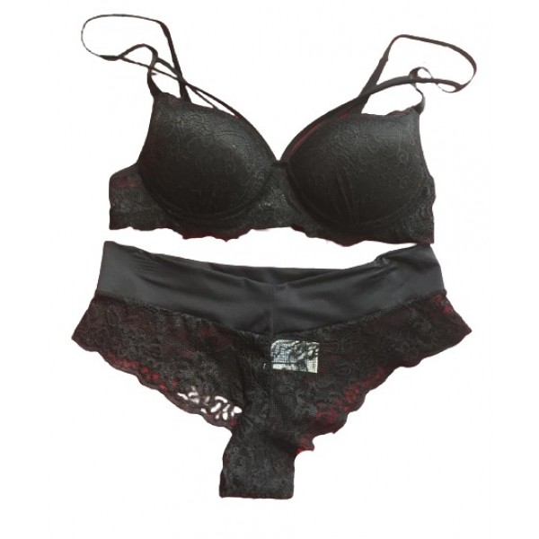 CONJUNTO LINGERIE RENDA PRETA