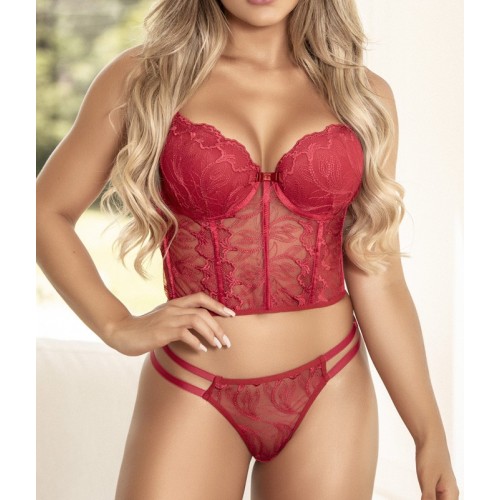 CONJUNTO CROPPED RENDADO COM TULE LINGERIE YA...