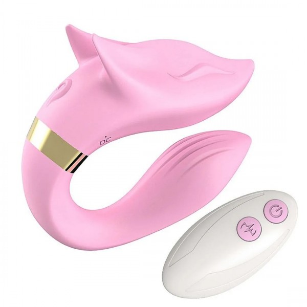 VIBRADOR CASAL FORMATO DE LOBO COM 9 VIBRAÇ...