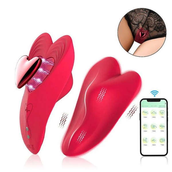 VIBRADOR DE CALCINHA RED HEART COM CONTROLE VIA APLICATIVO SEXY IMPORT