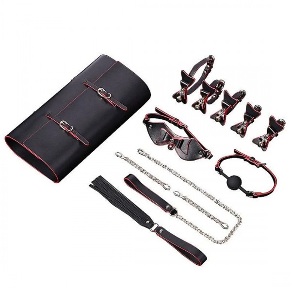 KIT BONDAGE SADO LUXO EM COURO SINTÉTICO SEX...