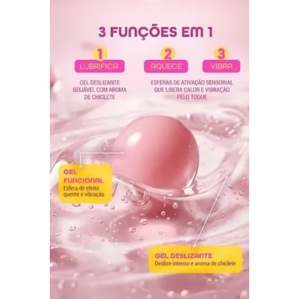 BUBBLE VIBES 3 EM 1 LUBRIFICANTE E EXCITANTE COM ESFERAS E JAMBU 120G INTT