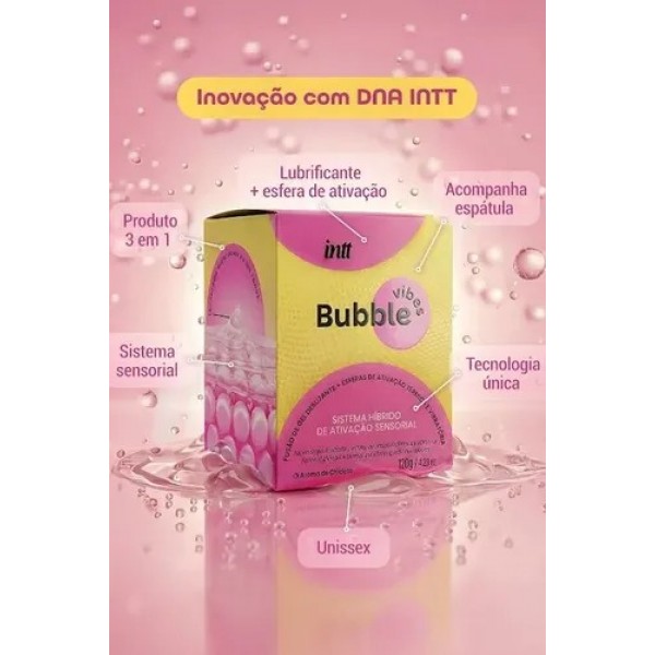 BUBBLE VIBES 3 EM 1 LUBRIFICANTE E EXCITANTE COM ESFERAS E JAMBU 120G INTT
