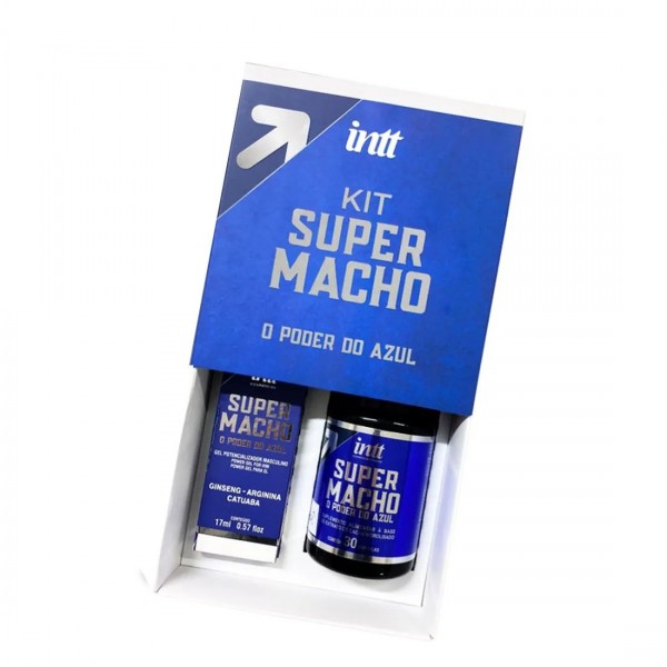 KIT SUPER MACHO COM 1 SUPER MACHO COM 30 CÁPSULAS E 1 SUPER MACHO EXCITANTE EM GEL 17 ML INTT