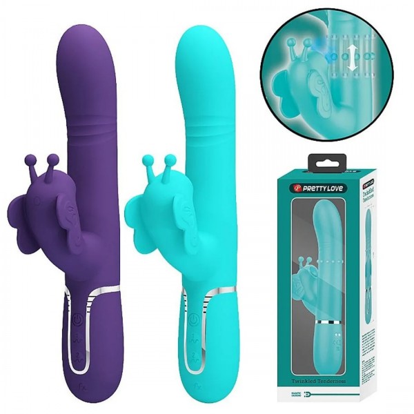 VIBRADOR E SUGADOR TWINKLED PONTO G COM ESFERAS MASSAGEADORAS PRETTY LOVE 