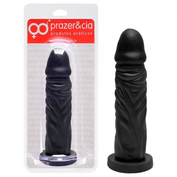 PÊNIS DE BORRACHA MACIÇA 17 X 3,9CM PRETA - PRAZ...