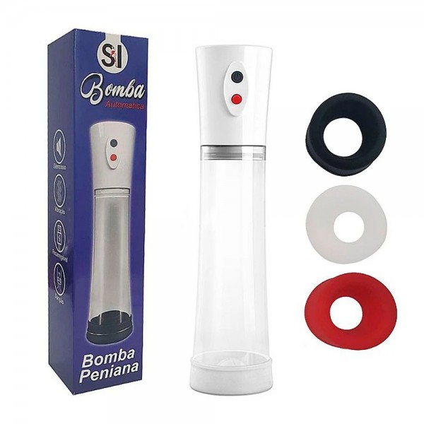 BOMBA ELÉTRICA PENIANA 3 ANEIS DE SILICONE PÊNIS PUMP SEXY IMPORT