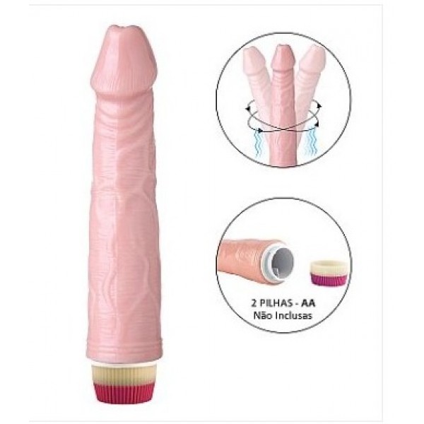 PÊNIS REALÍSTICO COM VIBRADOR ROTATIVO 22,5X 4,3CM SEXY IMPORT