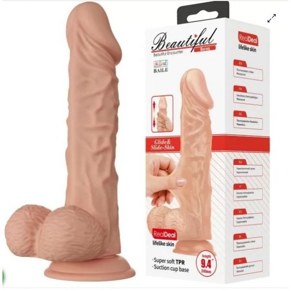 PÊNIS REALÍSTICO COM VENTOSA E ESCROTO BEAUTIFUL BURAQ BAILE SEXY IMPORT