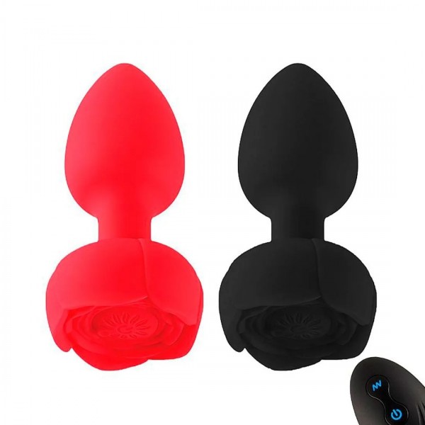 PLUG ANAL BODY MASSAGER EM FORMATO DE ROSA COM CONTROLE E 10 VIBRAÇÕES SEXY IMPORT