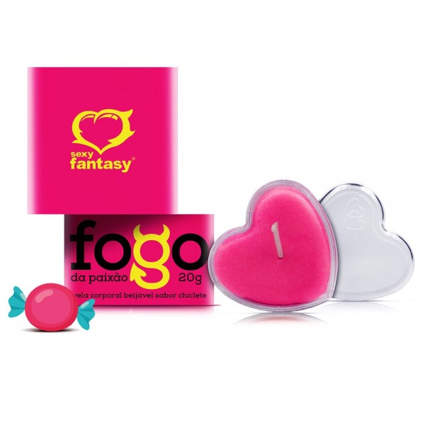 VELA FOGO DA PAIXÃO 20G SABOR CHICLETE SEXY FANTASY