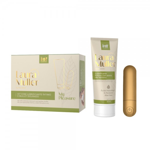 KIT LUBRIFICANTE ÍNTIMO E BULLET MY PLEASURE COM 10 MODOS DE VIBRAÇÕES LINHA LAURA MULLER INTT