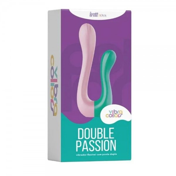 VIBRADOR DUPLO FLEXÍVEL DOUBLE PASSION LINHA VIBRA COLLORS MULTIVELOCIDADE INTT