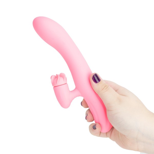 VIBRADOR PONTO G E CLITÓRIS GINA COM ROTAÇÃO PRETTY LOVE 