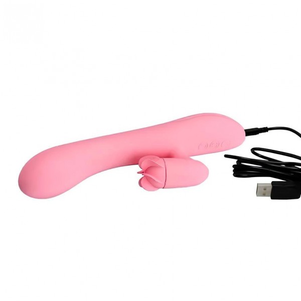 VIBRADOR PONTO G E CLITÓRIS GINA COM ROTAÇÃO PRETTY LOVE 