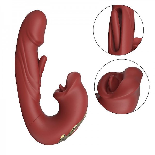 VIBRADOR PONTO G E CLITÓRIS COM BOCA E DEDILHAR SLAP SEXY IMPORT