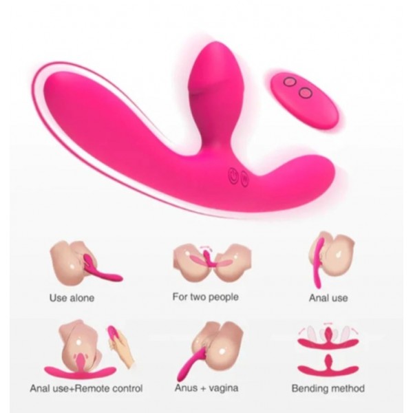 VIBRADOR TRÊS PONTAS 30X 4CM COM 7 MODOS DE VIBRAÇÃO SEXY IMPORT