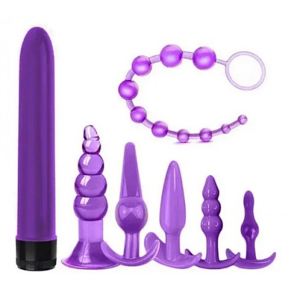  KIT COM 1 VIBRADOR PERSONAL E 6 PLUG ANAL SE...