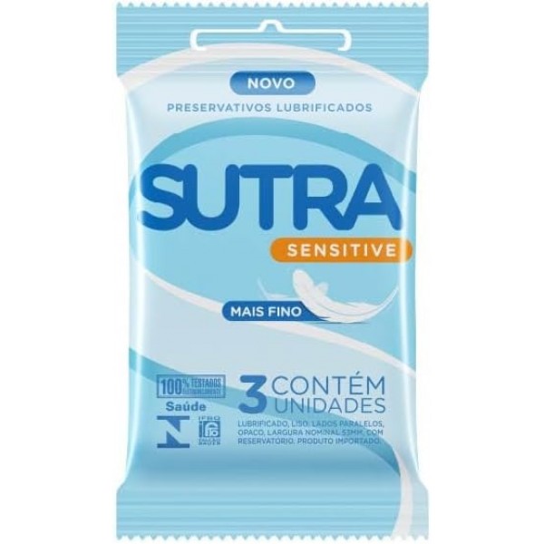 PRESERVATIVO MAIS FINO SENSITIVE SUTRA 3 UNIDADES 